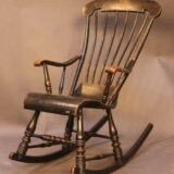19thc. Ebonised & Painted Rocking Chair