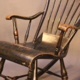 19thc. Ebonised & Painted Rocking Chair - Image 2