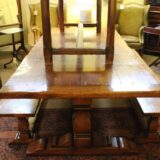 Oak Table and Pair of Benches - Image 5