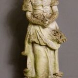 20thc. Weathered Stone Statue of A Girl with Harvest - Image 3