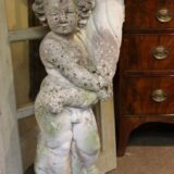 Reconstituted Stone FigureOf a Boy Holding up a LaterHam Stone Bird Bath - Image 2