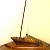 Unusual 20th c Wooden Table Lamp