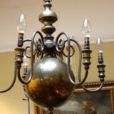Early 20thc. Brass Six Branch “Ball” Chandelier - Image 3