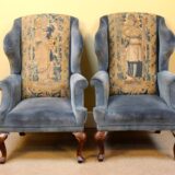 Pair of 19thc Walnut Wing Armchairs - Image 3