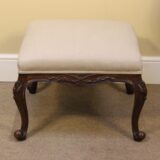 19thc. Walnut Carved Stool