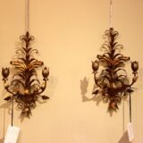 A Pair of Bronzed Electric Wall Lights