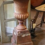 Pair of Edwardian Cast Iron Urns on Stands - Image 2