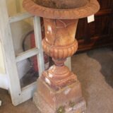 Pair of Edwardian Cast Iron Urns on Stands - Image 3