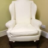 Late 19thc. Upholstered Walnut Wing Armchair
