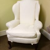 Late 19thc. Upholstered Walnut Wing Armchair - Image 4