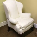 Late 19thc. Upholstered Walnut Wing Armchair - Image 2