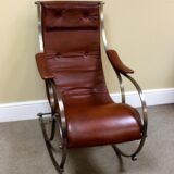 Early 20thc Metal and Leather Rocking Chair