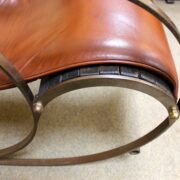 Early 20thc Metal and Leather Rocking Chair - Image 4