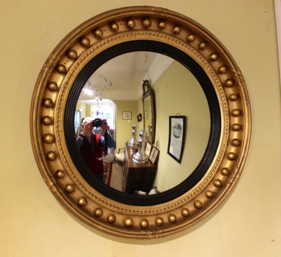 19thc Gilt Convex Mirror