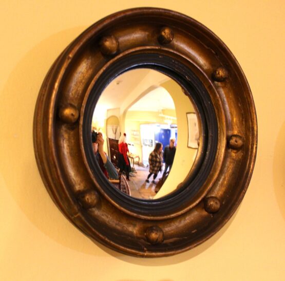 Pair of 19thc. Gilt Convex Mirrors - Image 2