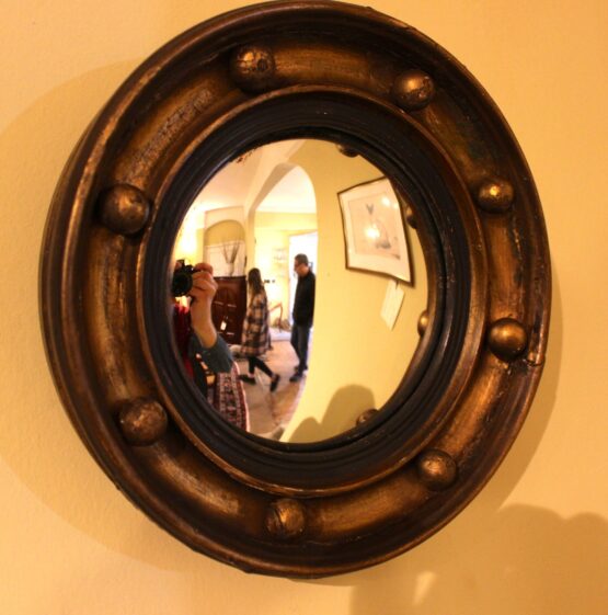 Pair of 19thc. Gilt Convex Mirrors - Image 3