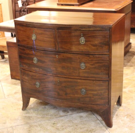 19thc Mahogany Bow Fronted Chest Of Drawers