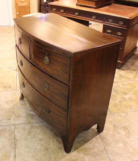 19thc Mahogany Bow Fronted Chest Of Drawers - Image 7