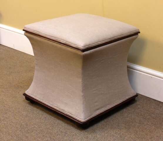 19thc Mahogany & Upholstered Ottoman