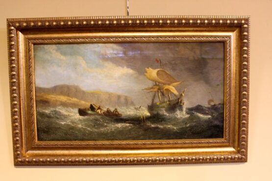 19thc Oil On Board 
