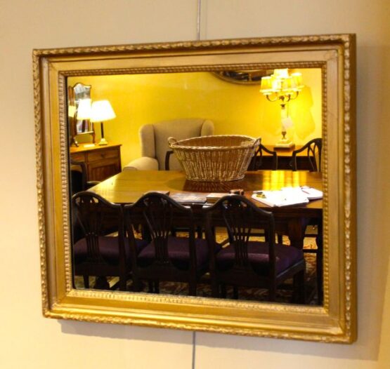 19thc. Gilt Framed Mirror with Floral Relief