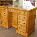 19thc Satin Wood Pedestal Knee Hole Desk