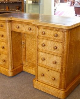 19thc Satin Wood Pedestal Knee Hole Desk