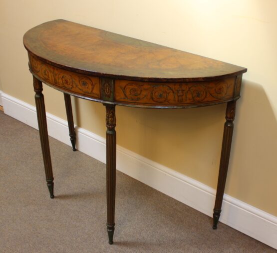 19thc Demi Lune Painted Side Table - Image 2