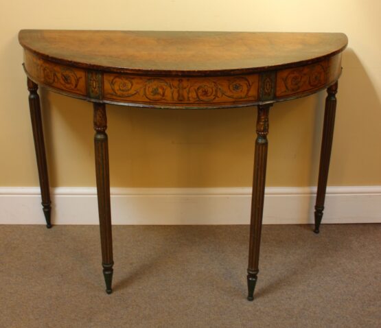 19thc Demi Lune Painted Side Table