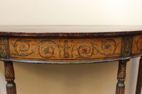 19thc Demi Lune Painted Side Table - Image 6