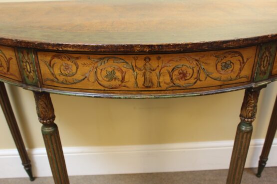 19thc Demi Lune Painted Side Table - Image 3