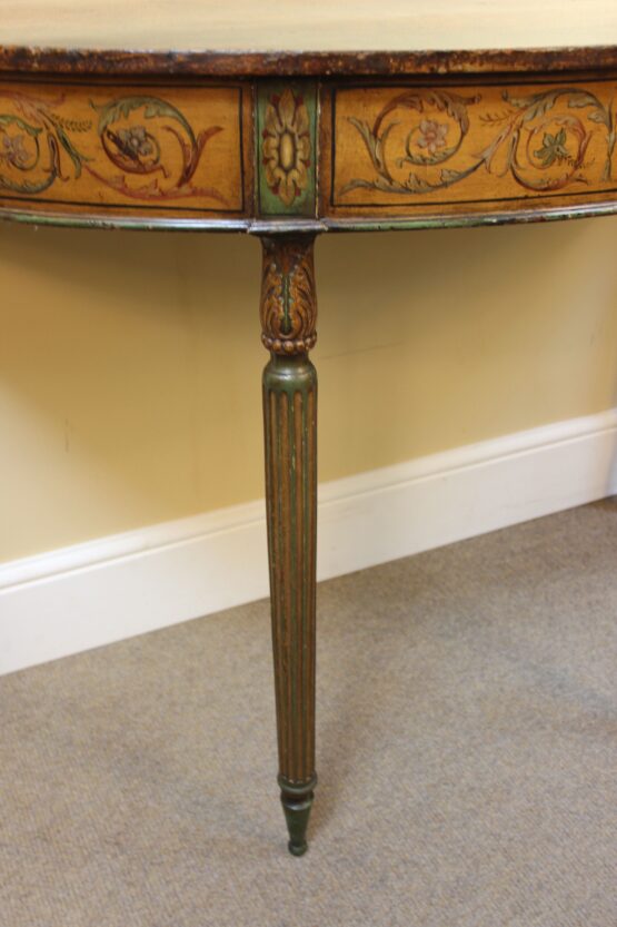 19thc Demi Lune Painted Side Table - Image 4