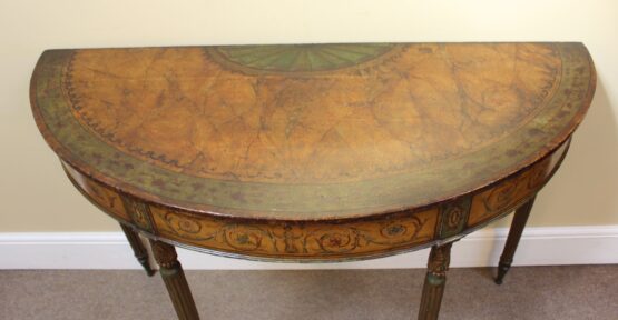 19thc Demi Lune Painted Side Table - Image 5