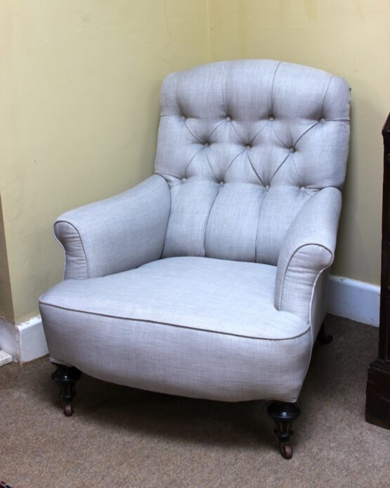 19thc Button Back Armchair