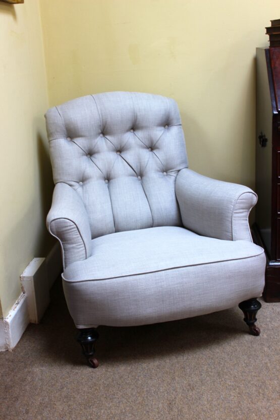 19thc Button Back Armchair - Image 4