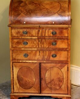Late 19thc Satin Wood Roll Top Desk