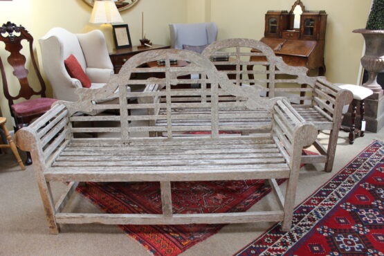 Pair Of 20thc Lutyens Teak Garden Benches