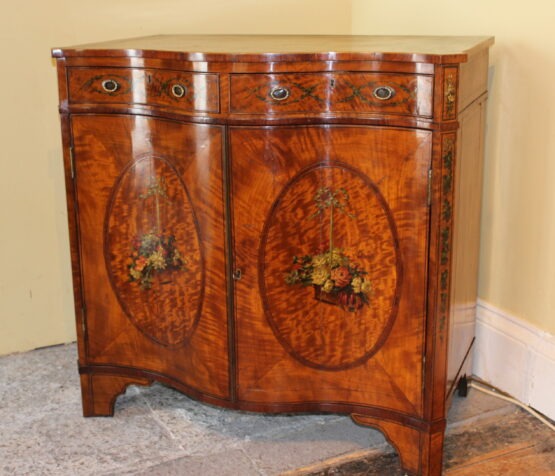 19thc Satin Wood, Serpentine Side Cabinet - Image 3