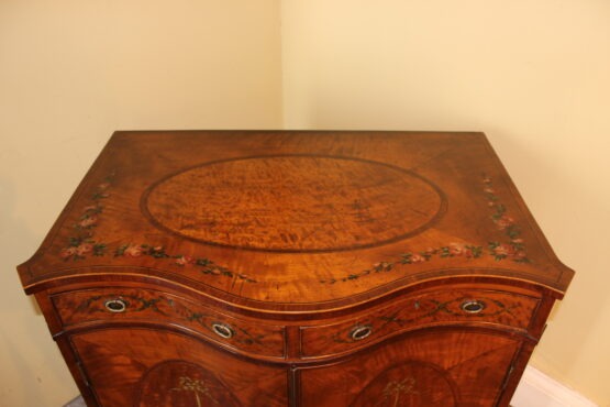 19thc Satin Wood, Serpentine Side Cabinet - Image 4